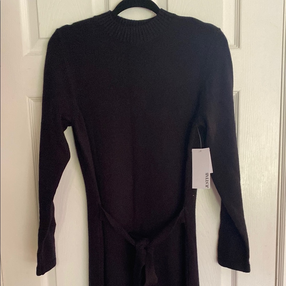 JustFab Black Long Sleeve Sweater Dress